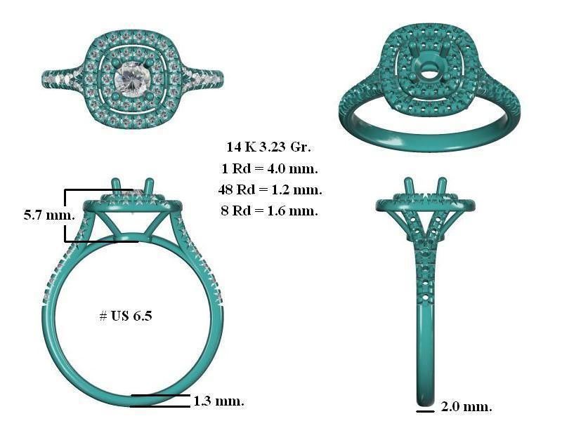 RING002 diamond halo engagement ring 3D print model_4