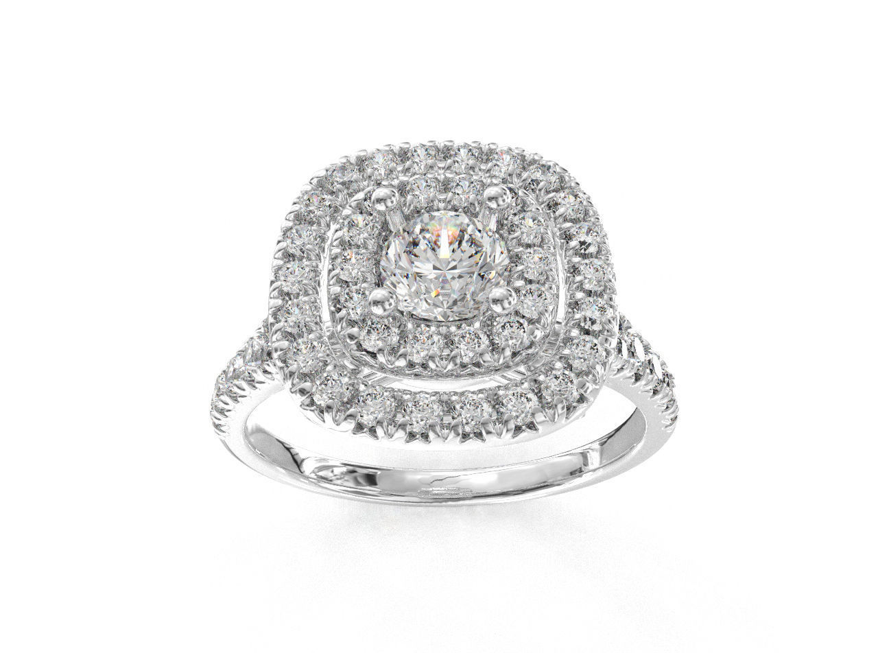 RING002 diamond halo engagement ring 3D print model_3