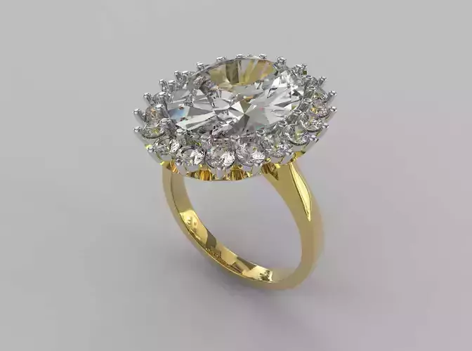 Ring003 oval diamond ring gold