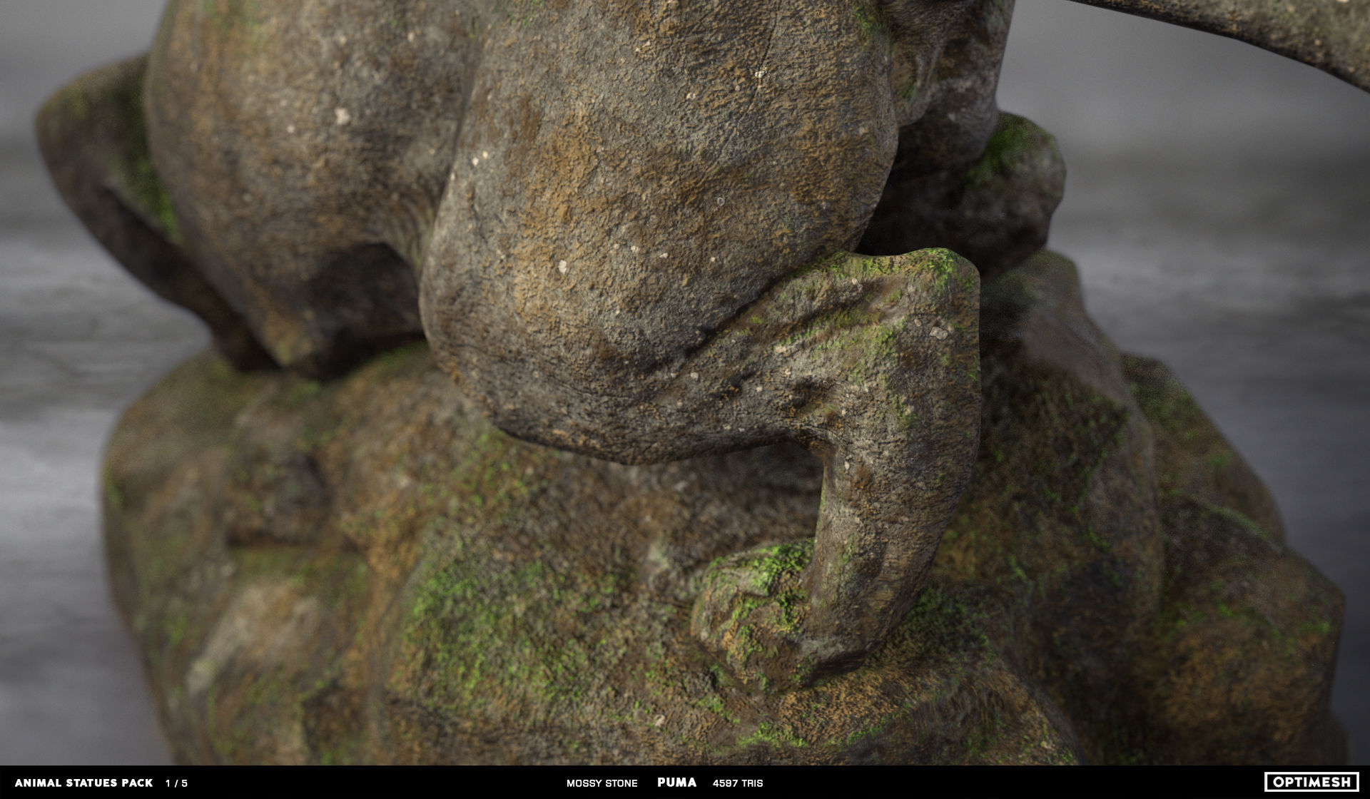 Puma wild cat Statue - 3D PBR model Low-poly 3D model_11