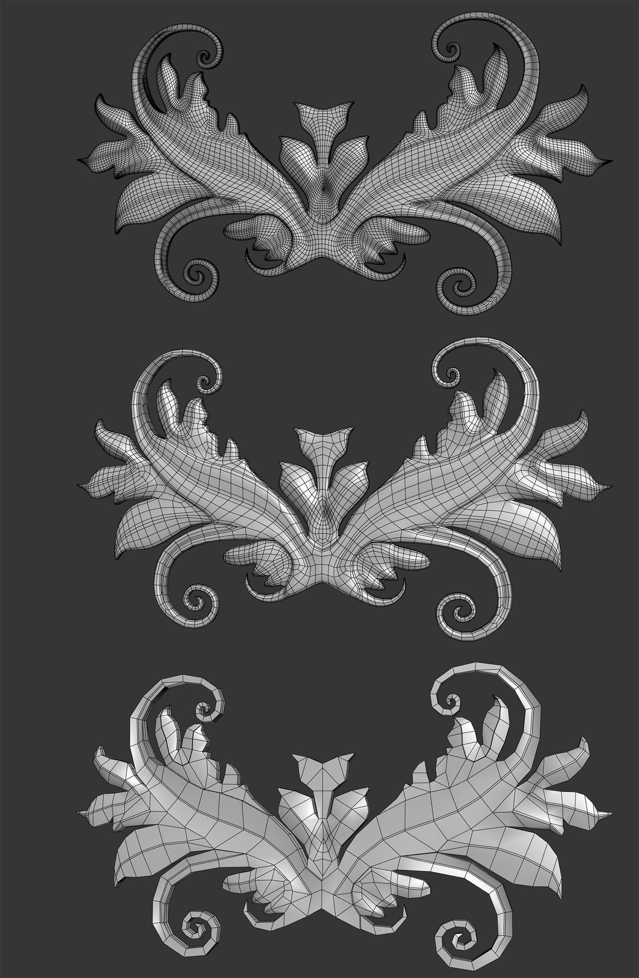 Ornate decoration parts bash Low-poly 3D model_3