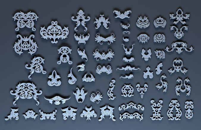 Ornate decoration parts bash Low-poly 3D model