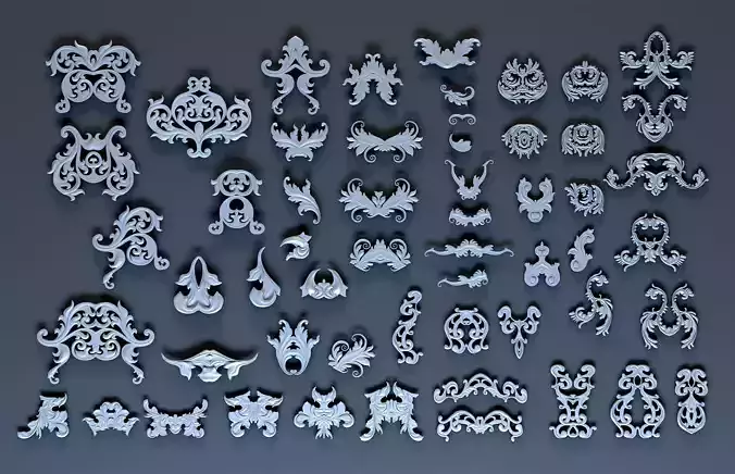 Ornate decoration parts bash Low-poly 3D model
