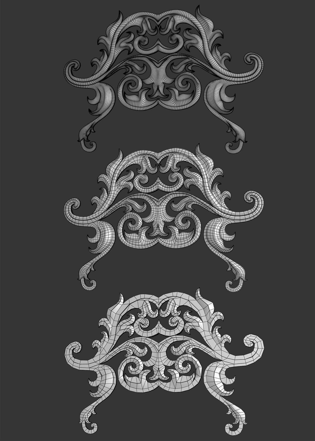 Ornate decoration parts bash Low-poly 3D model_1