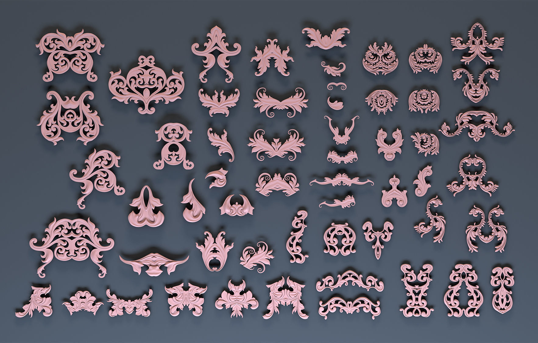 Ornate decoration parts bash Low-poly 3D model_5