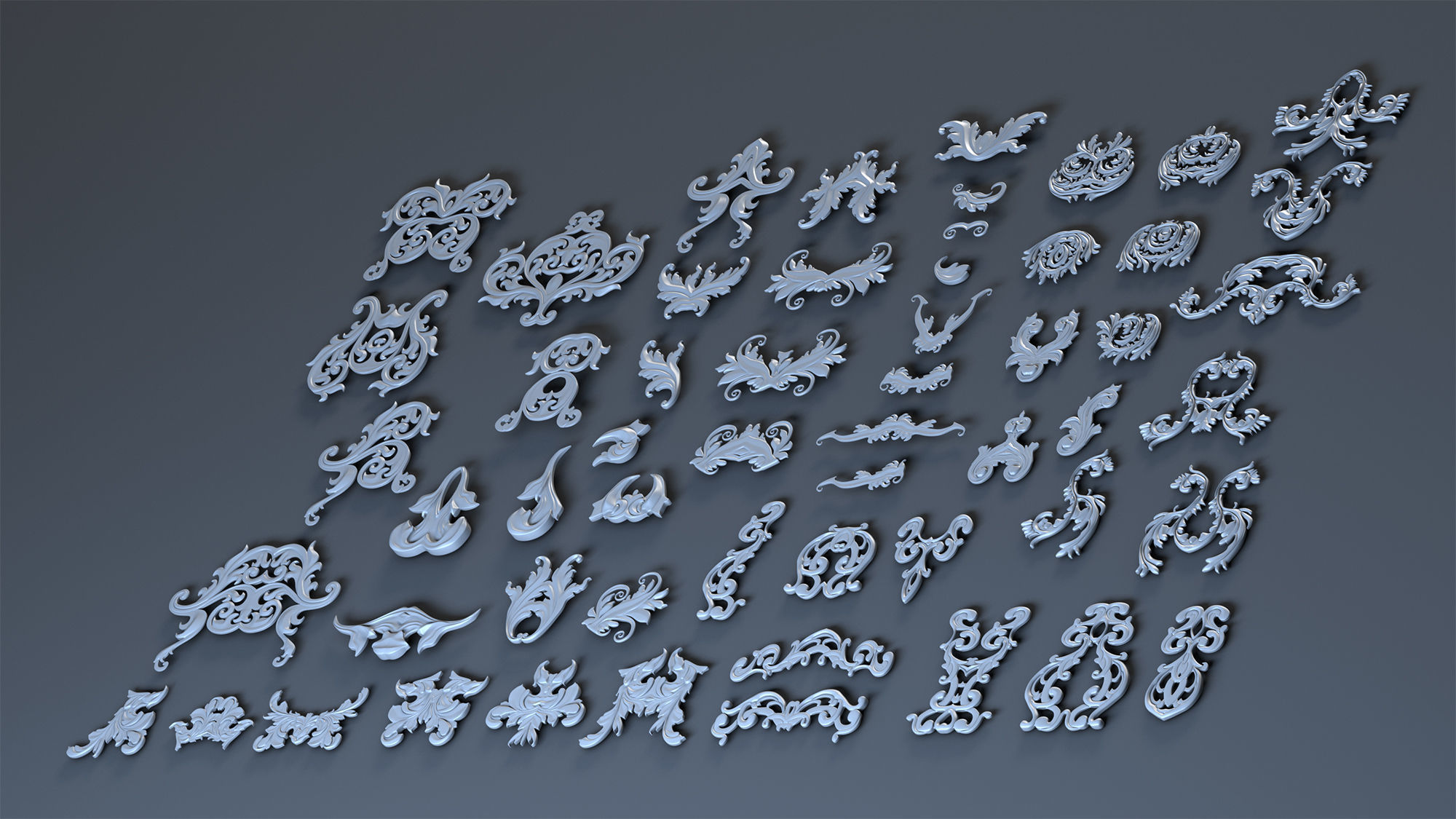 Ornate decoration parts bash Low-poly 3D model_4