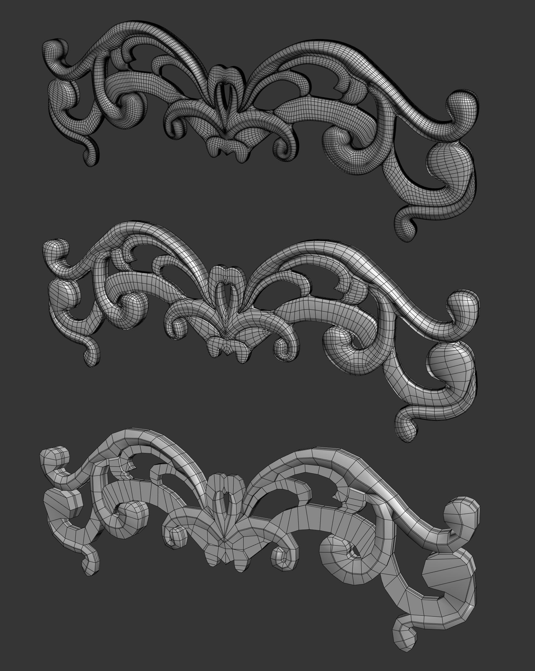 Ornate decoration parts bash Low-poly 3D model_2