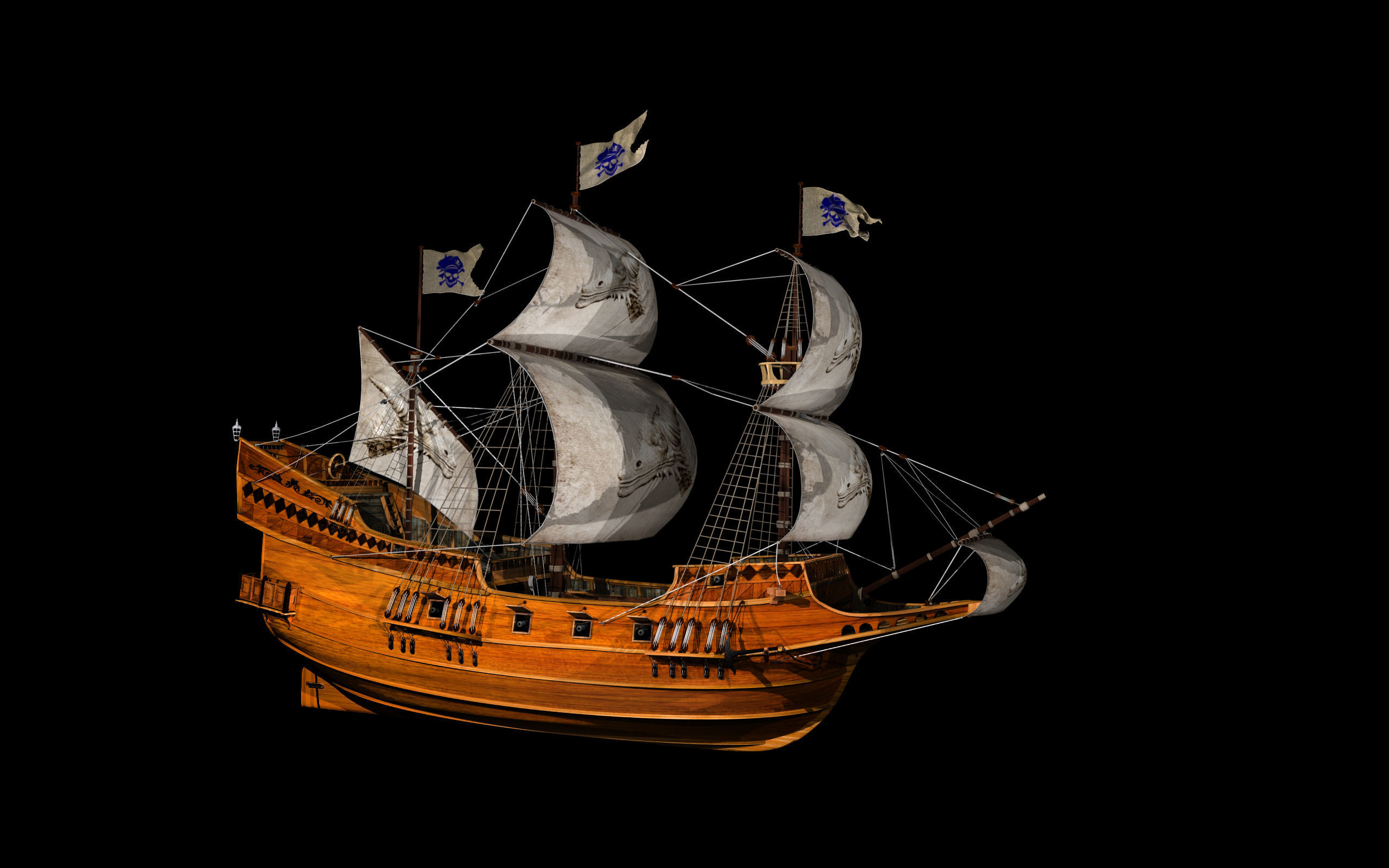 Sailing Ship Low-poly 3D model_5
