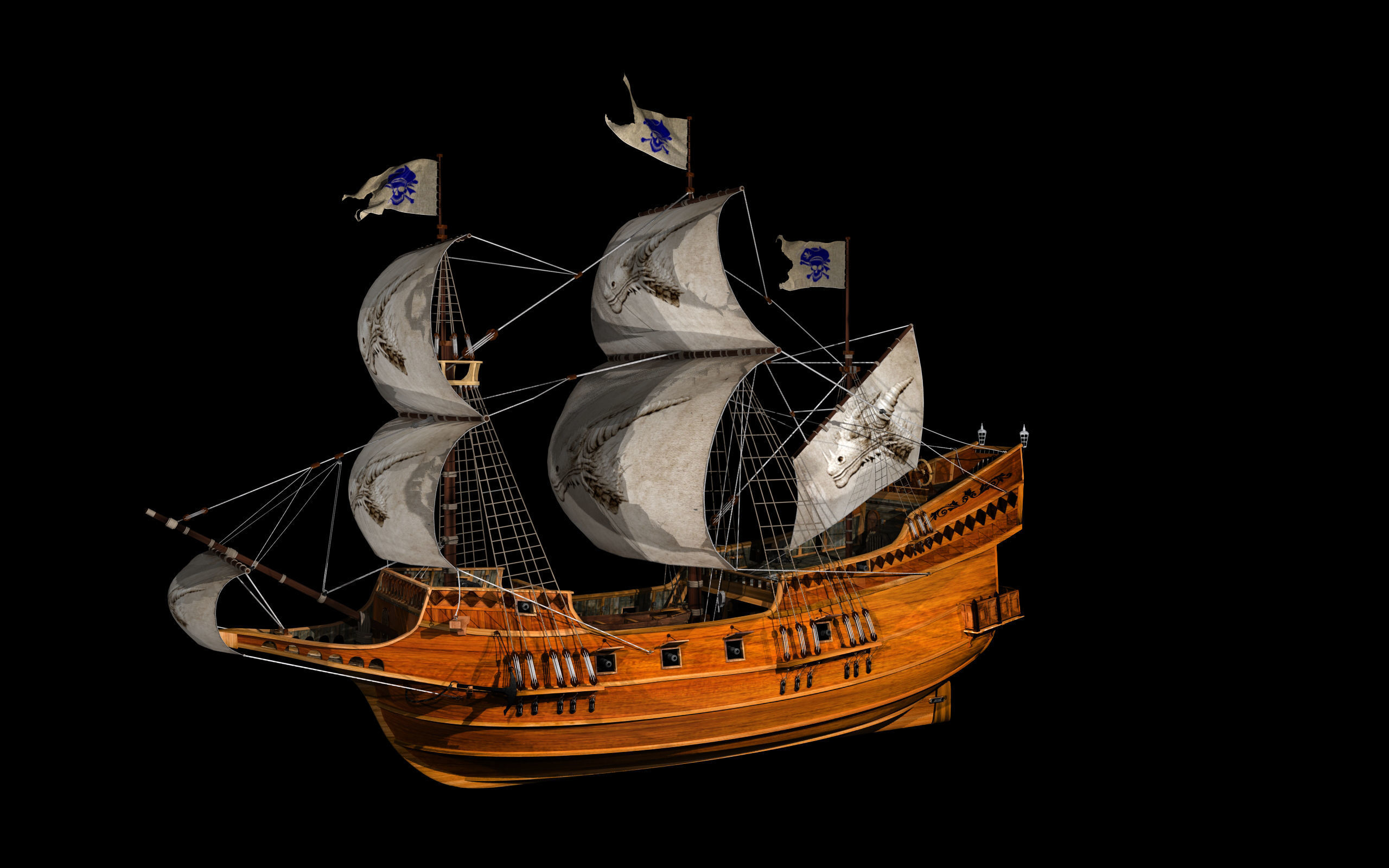 Sailing Ship Low-poly 3D model_4