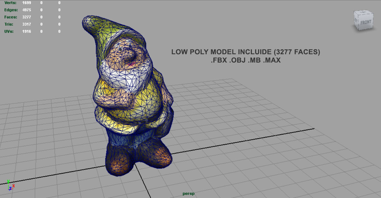 Garden Gnome 3 Low-poly 3D model_4