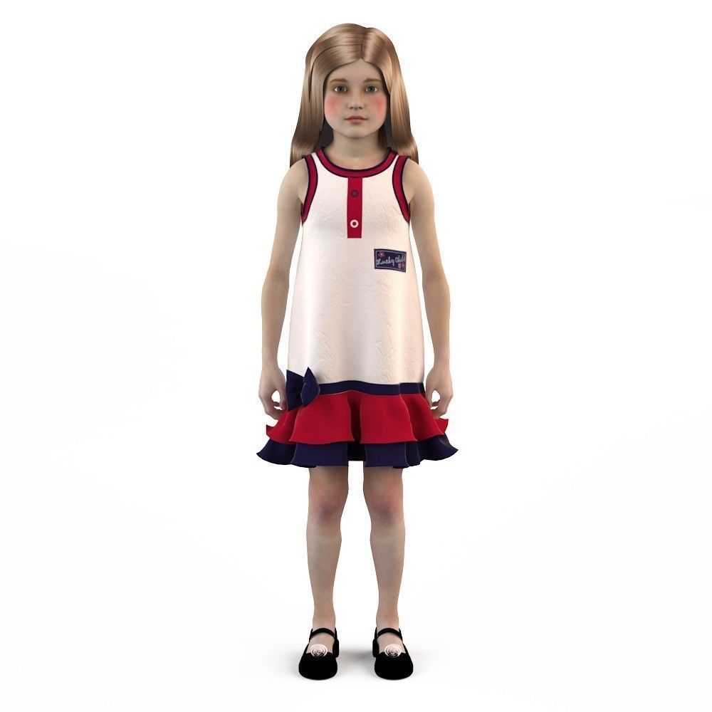 Girl dress t shirt skirt Baby clothes 3D model