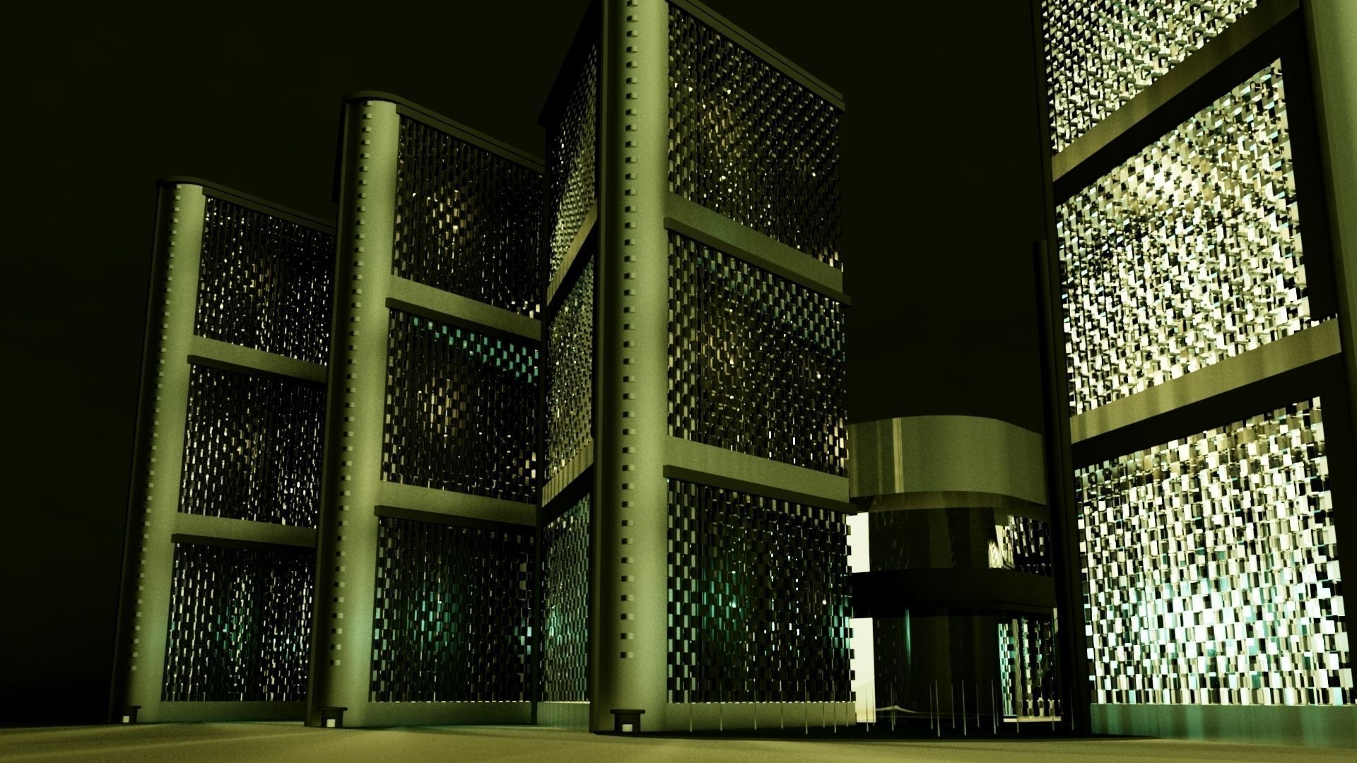 Low Poly Modern Glass Building Free low-poly 3D model_1