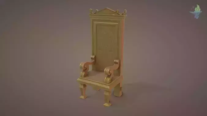 16th Century Gothic Walnut Chair Low-poly 3D model