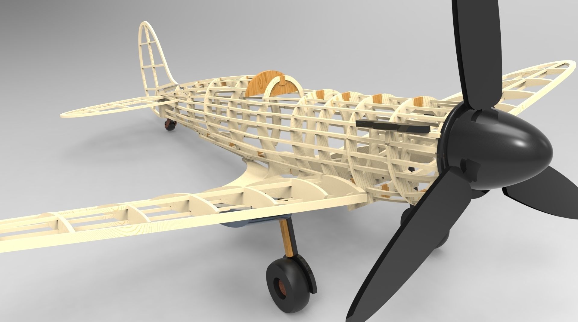 Model Spitfire fighter plane 3D model_1