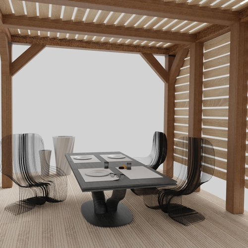 Pergola dining table with metal base 3D model