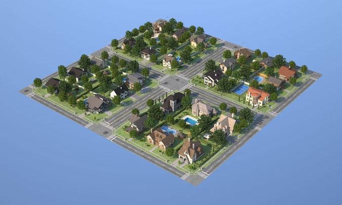 City Town 2 Low-poly 3D model 2