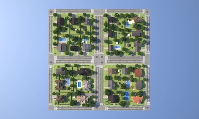 City Town 2 Low-poly 3D model 3