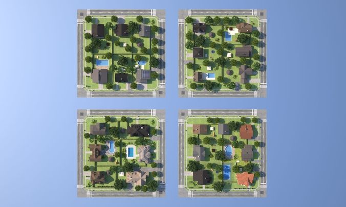 City Town 2 Low-poly 3D model 4