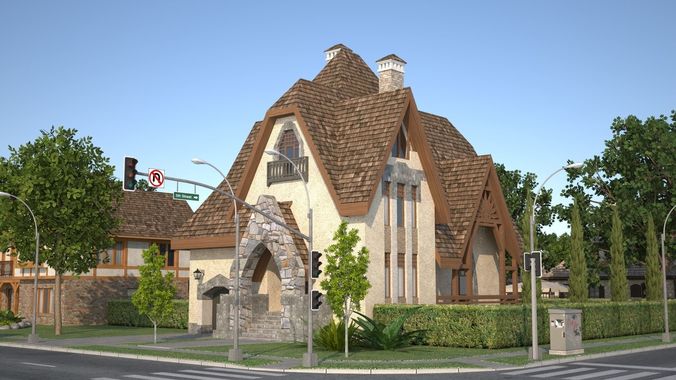 City Town 2 Low-poly 3D model 5
