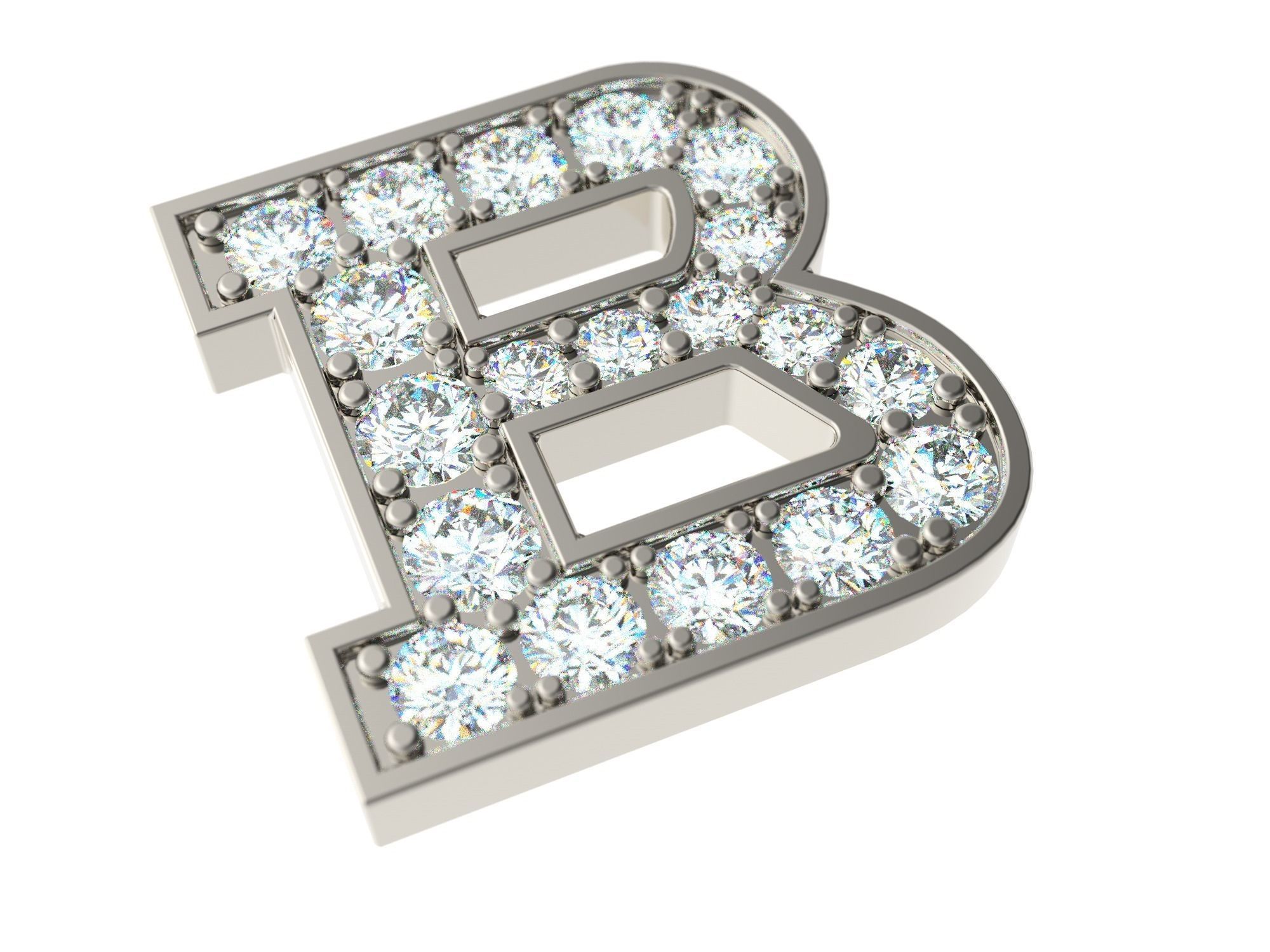 Letter B is made of diamonds 3D print model_0