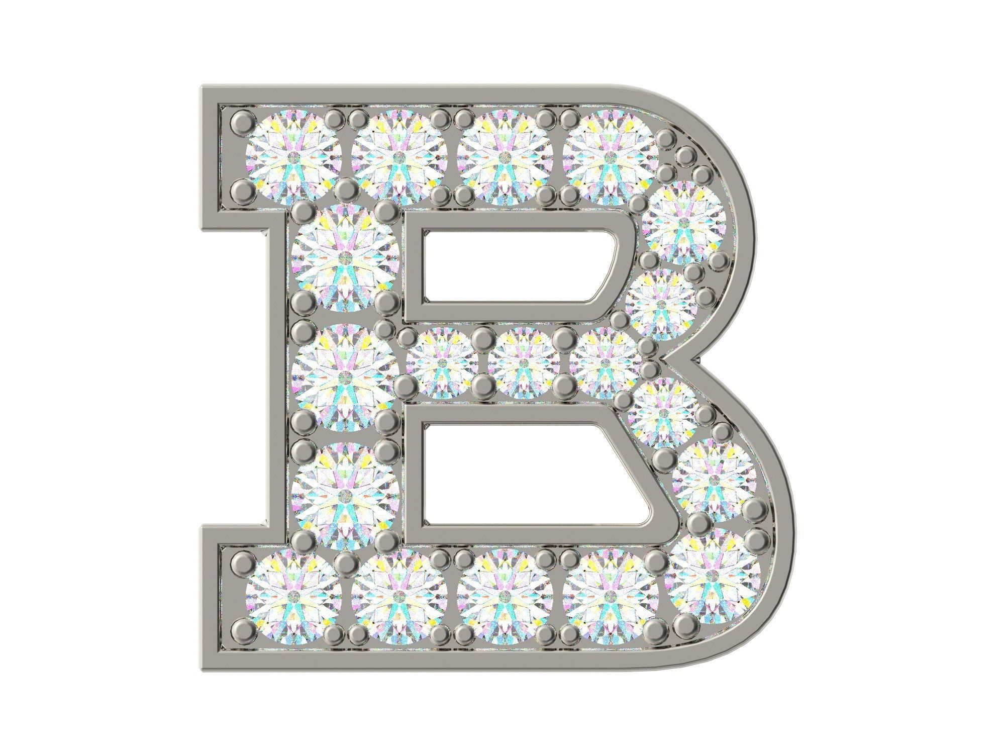 Letter B is made of diamonds 3D print model_1