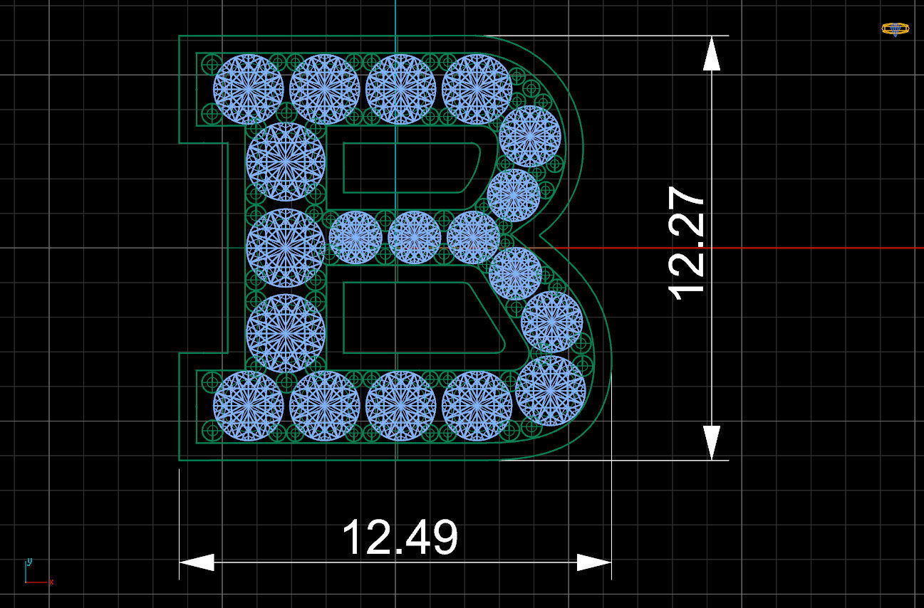 Letter B is made of diamonds 3D print model_4