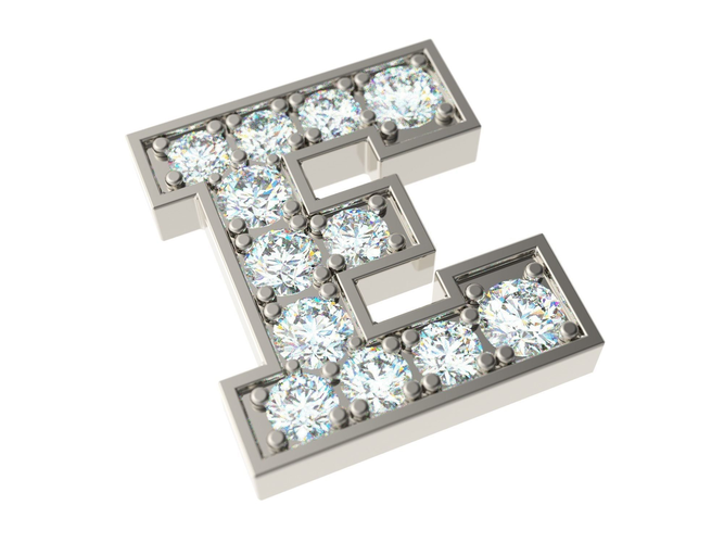 Letter E with diamonds