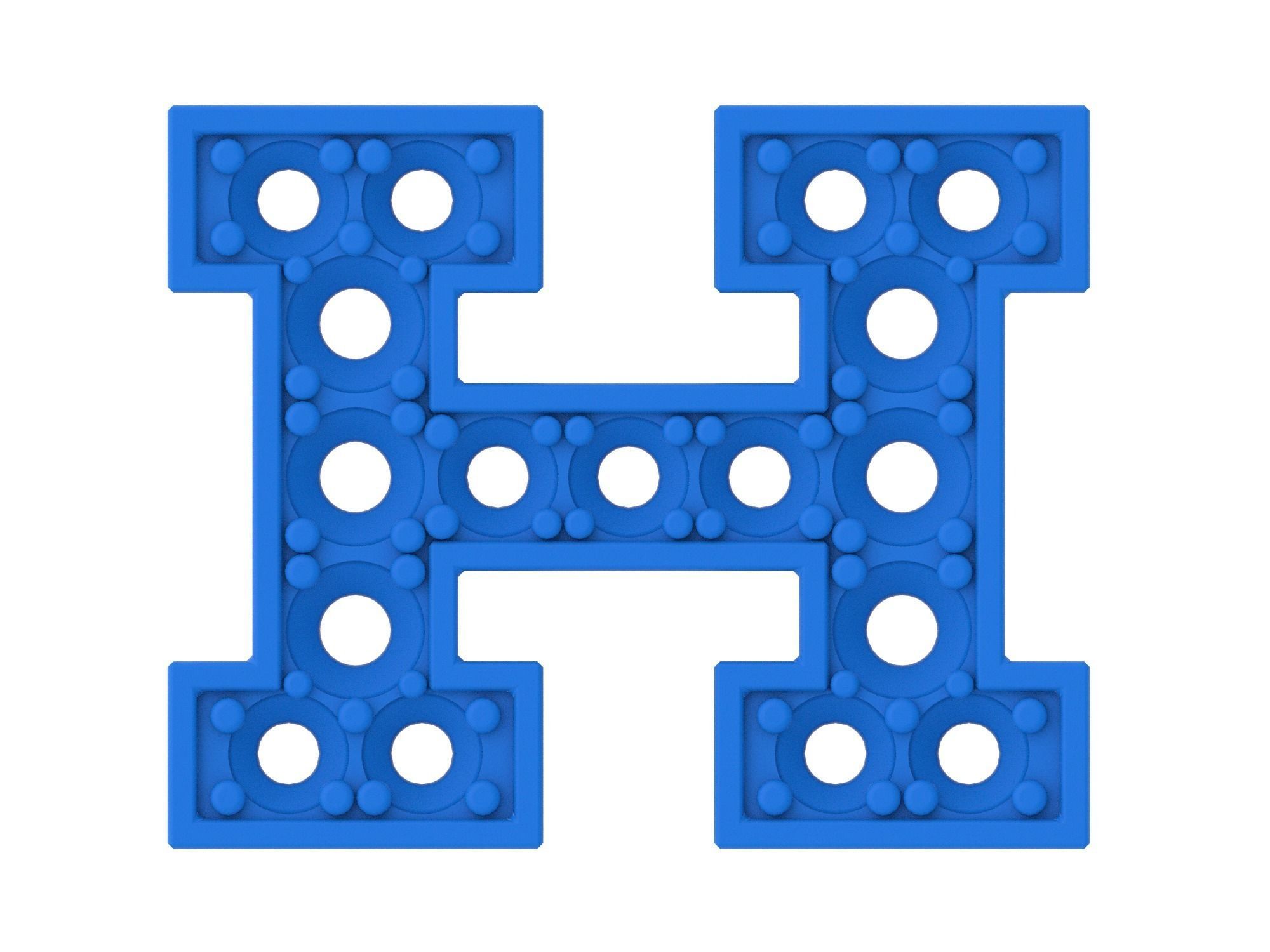 Letter H with diamonds 3D print model_2