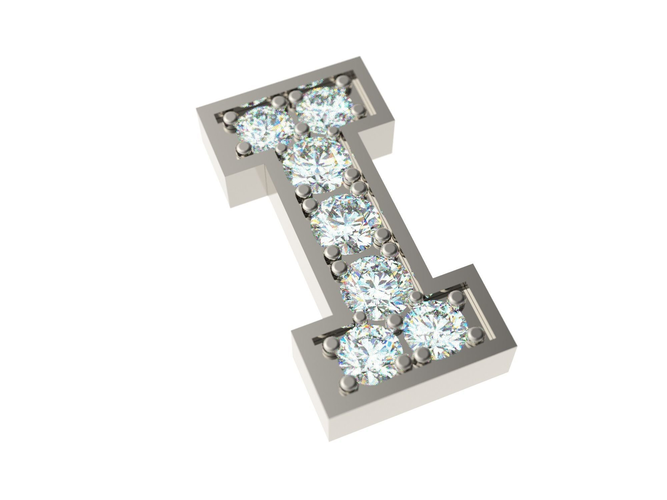 Letter I with diamonds