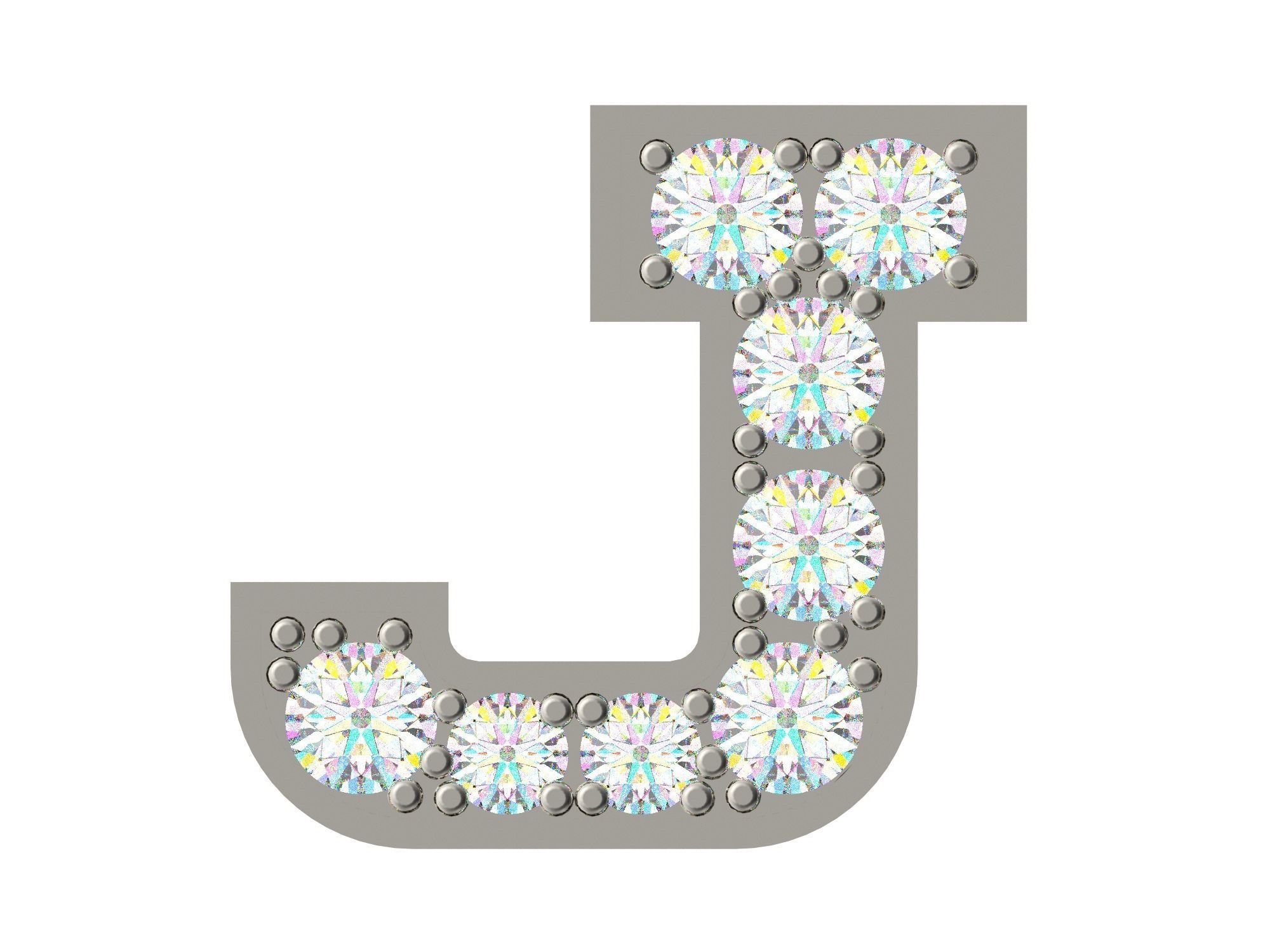 Letter J with diamonds 3D print model_1