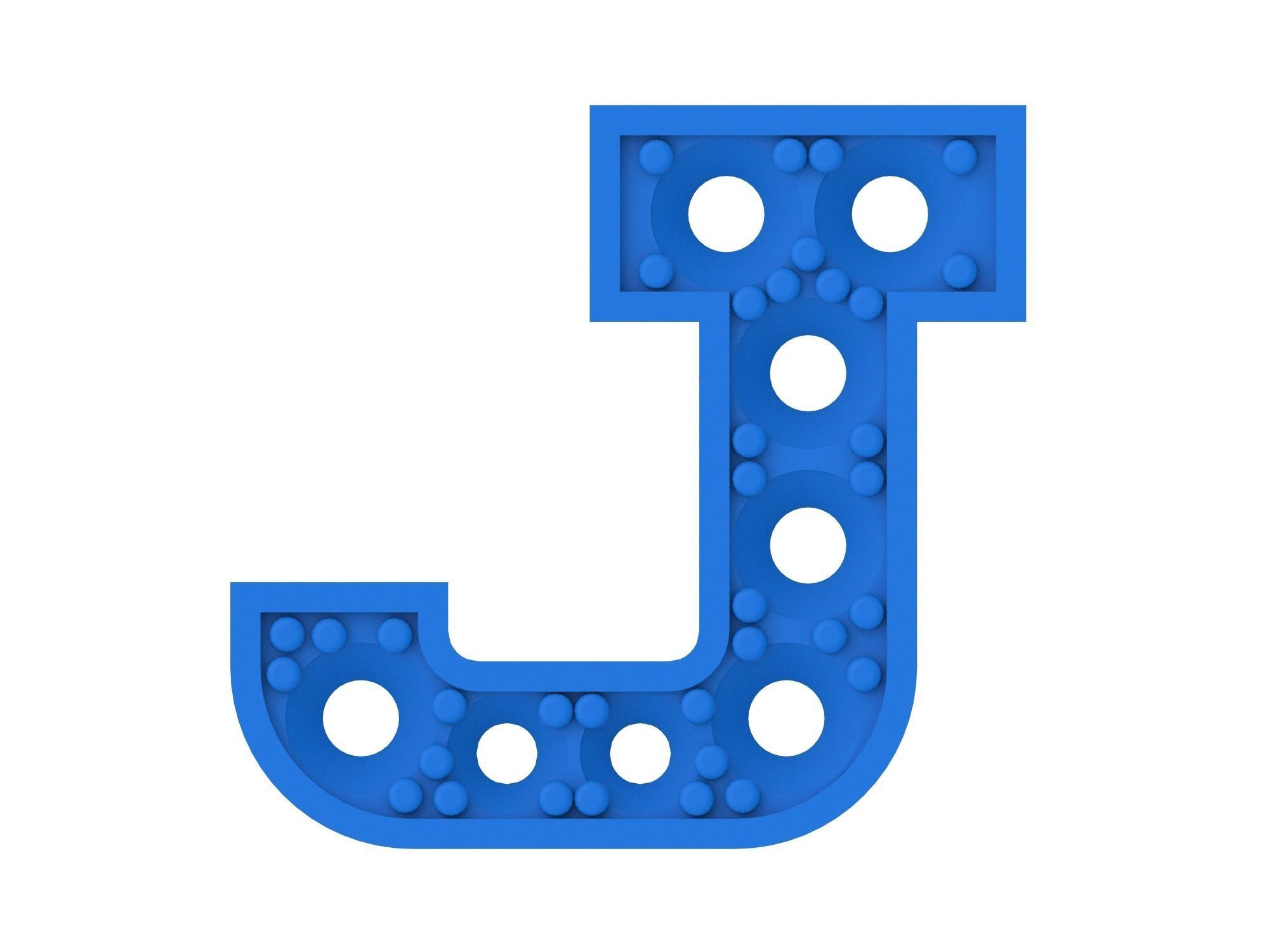 Letter J with diamonds 3D print model_2