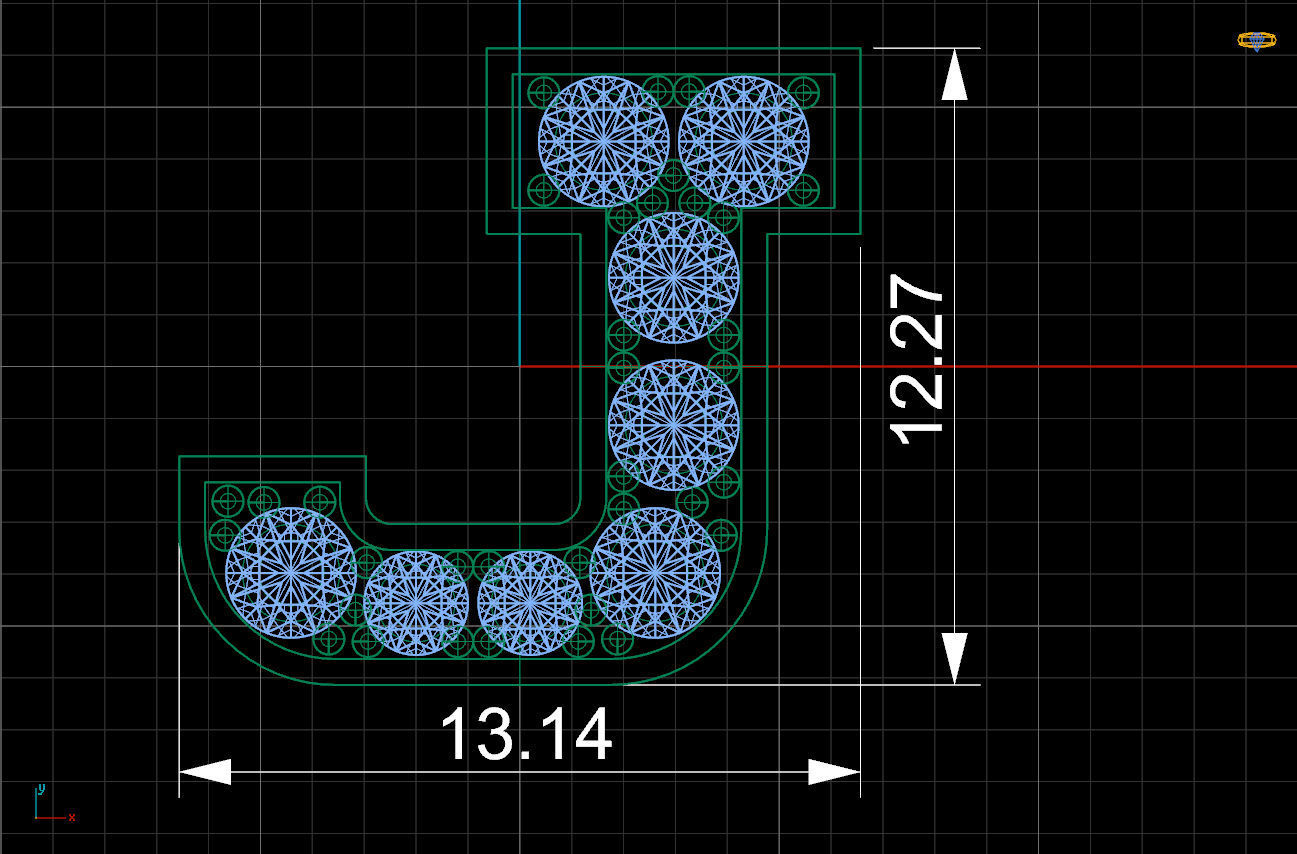 Letter J with diamonds 3D print model_4