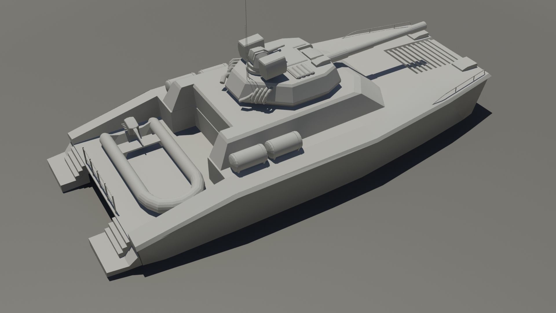 Boat Tank Low-poly 3D model_3