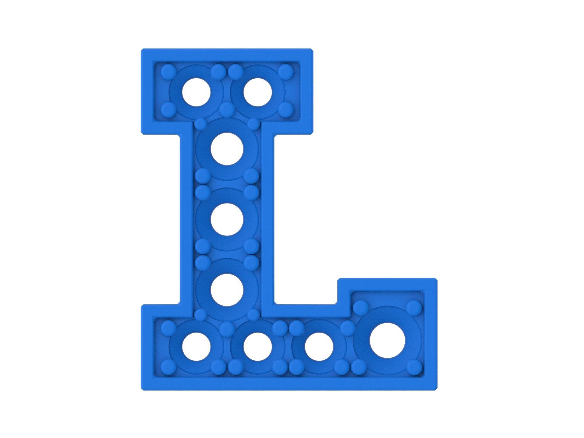 Letter L with diamonds 3D print model_2