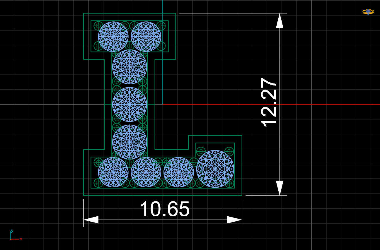 Letter L with diamonds 3D print model_4