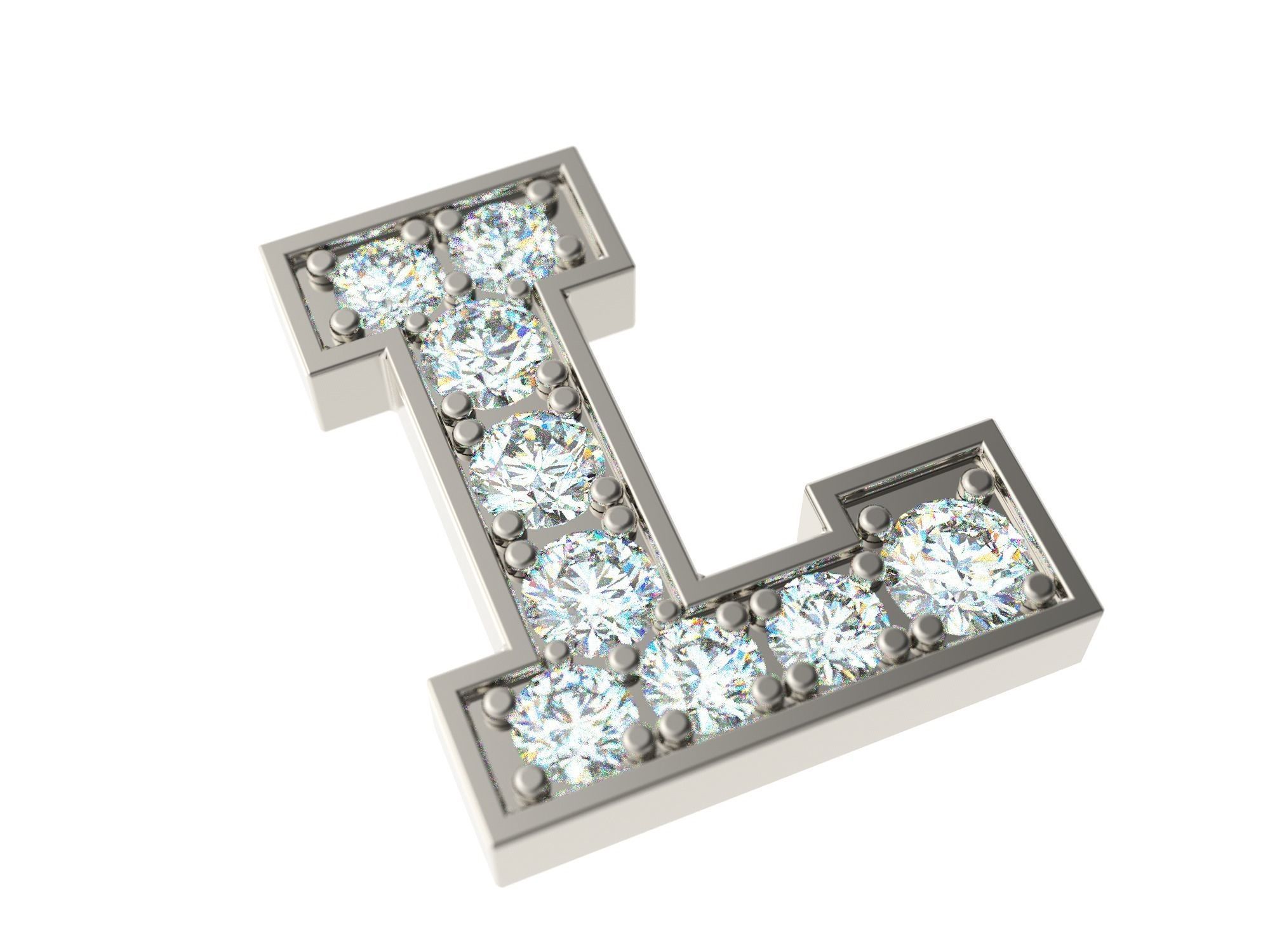 Letter L with diamonds 3D print model_0