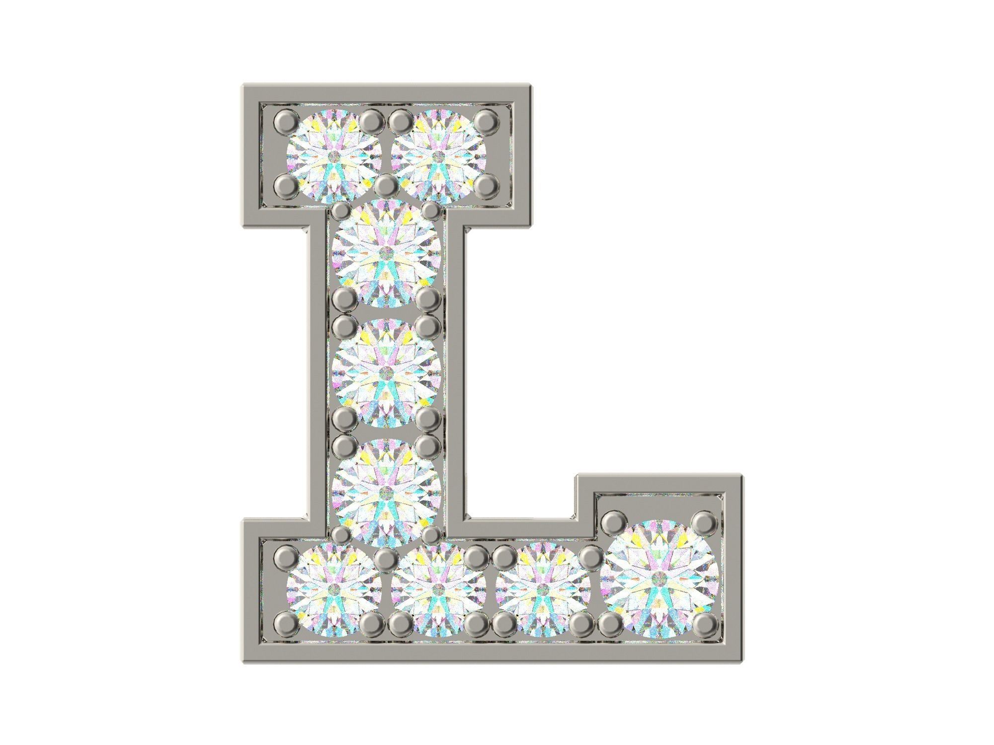 Letter L with diamonds 3D print model_1