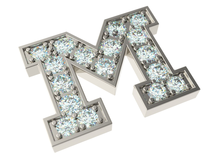 Letter M with diamonds