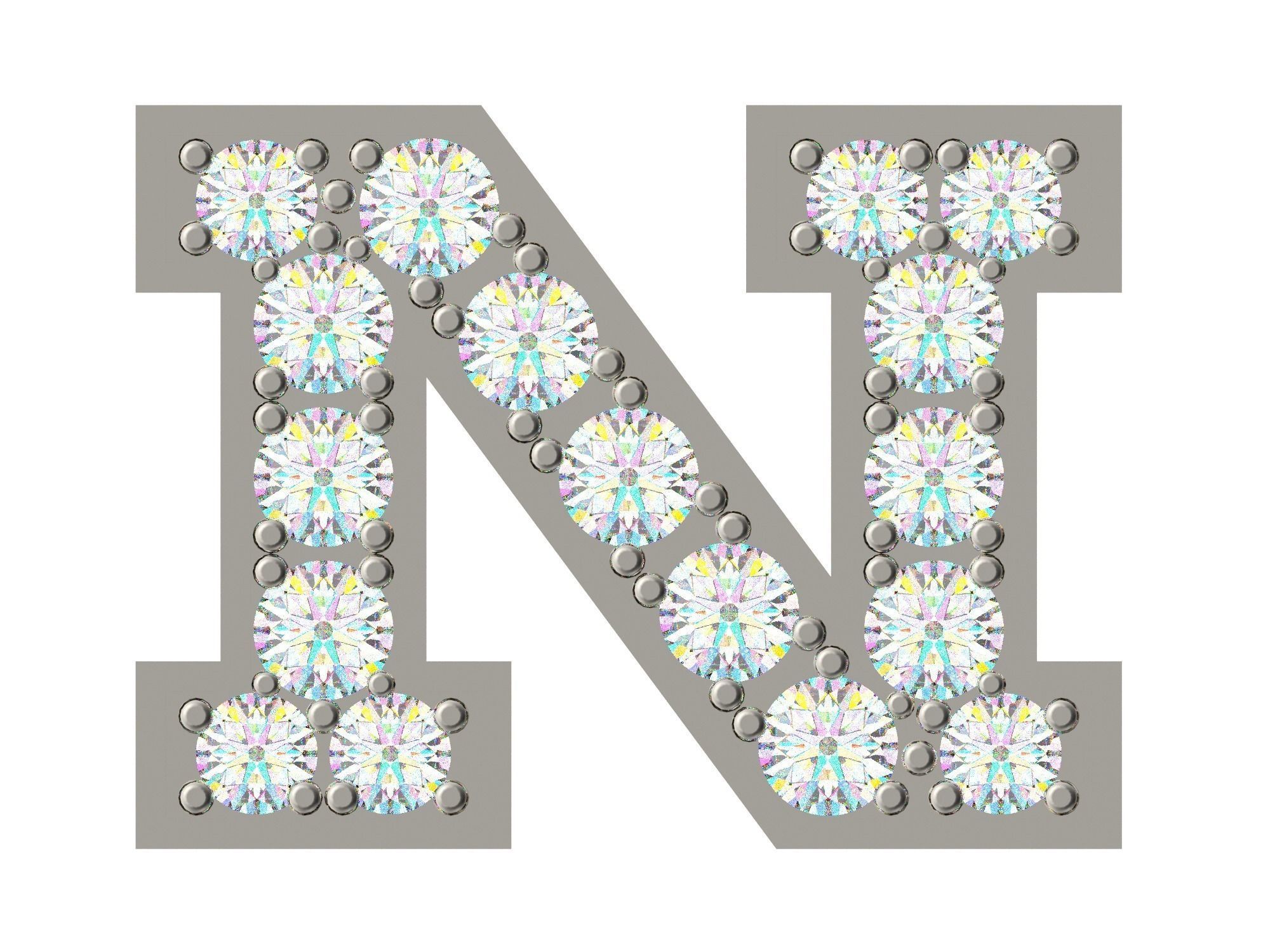 Letter N with diamonds 3D print model_1