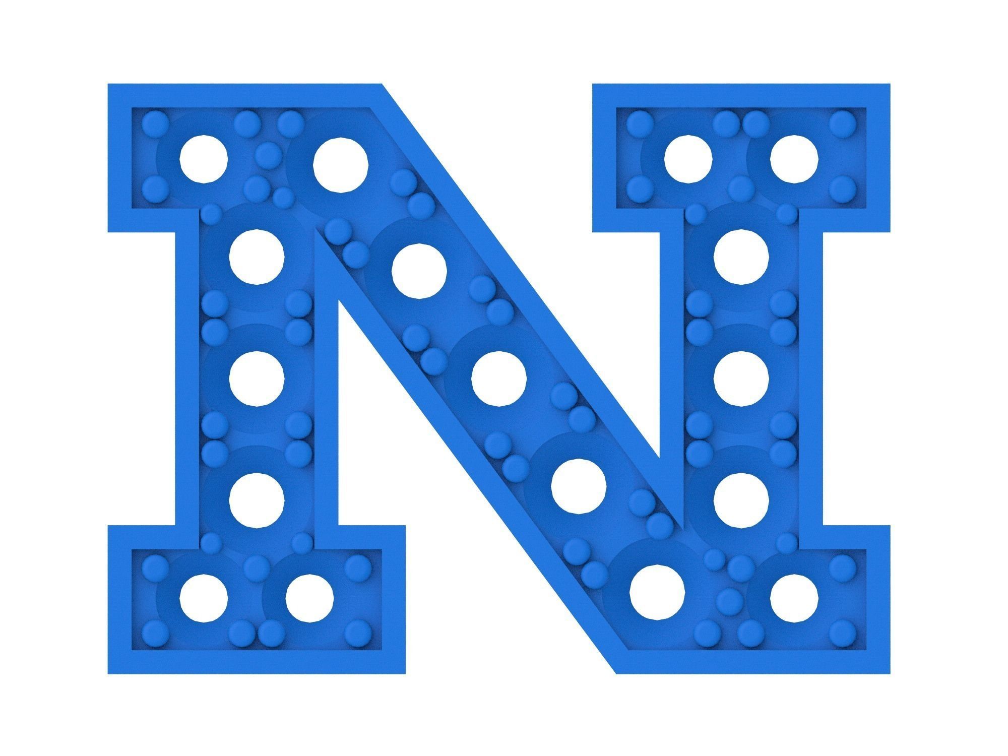 Letter N with diamonds 3D print model_2