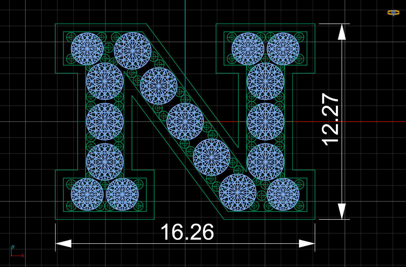 Letter N with diamonds 3D print model_4