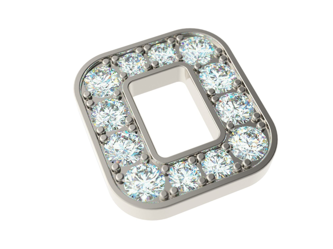 Letter O with diamonds 3D print model