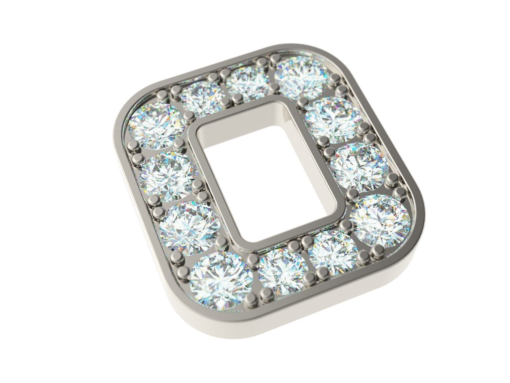 Letter O with diamonds 3D print model_0