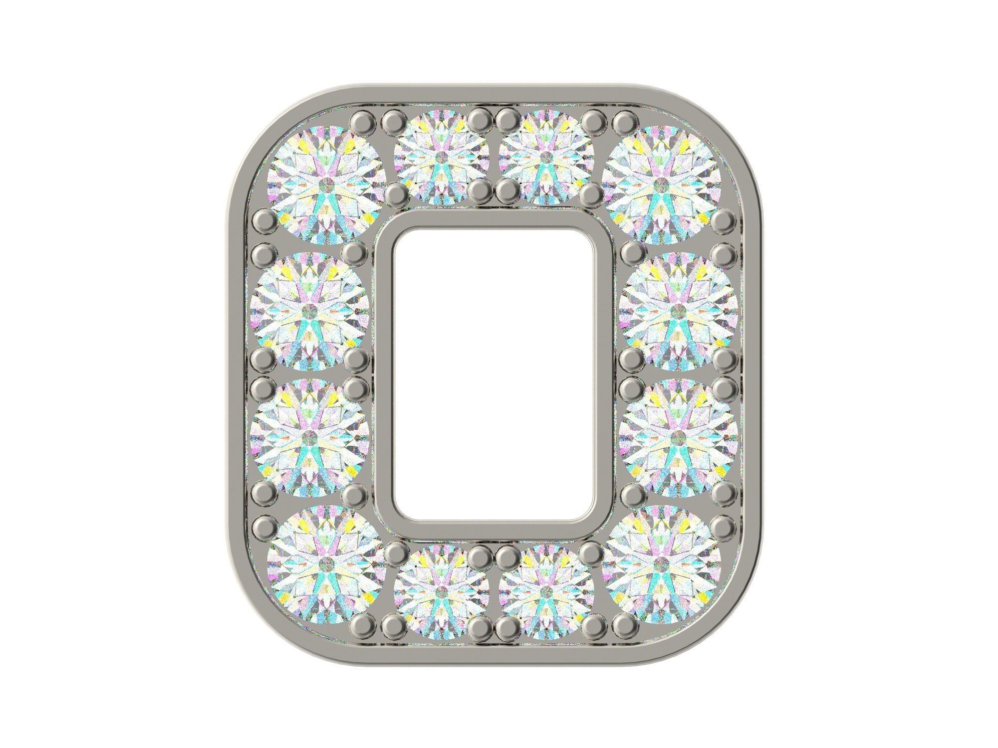 Letter O with diamonds 3D print model_1