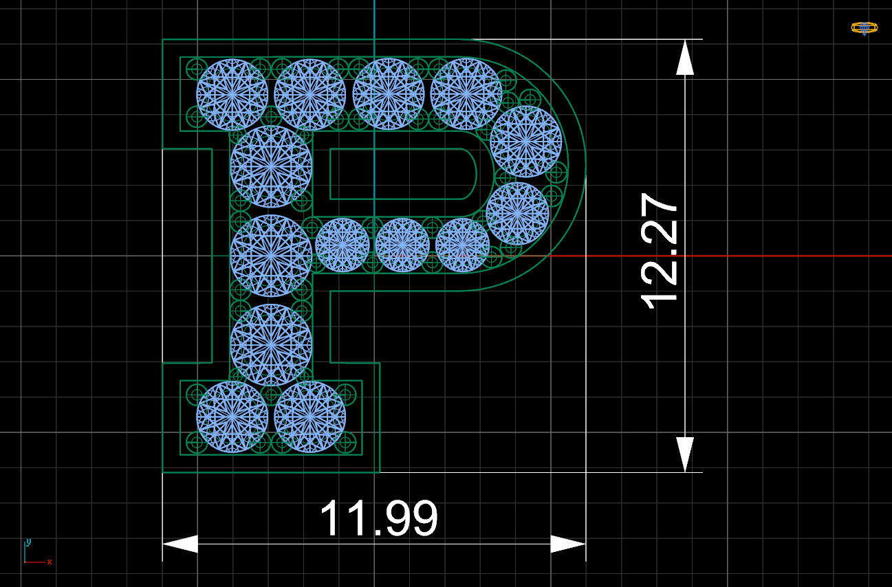 Letter P with diamonds 3D print model_4