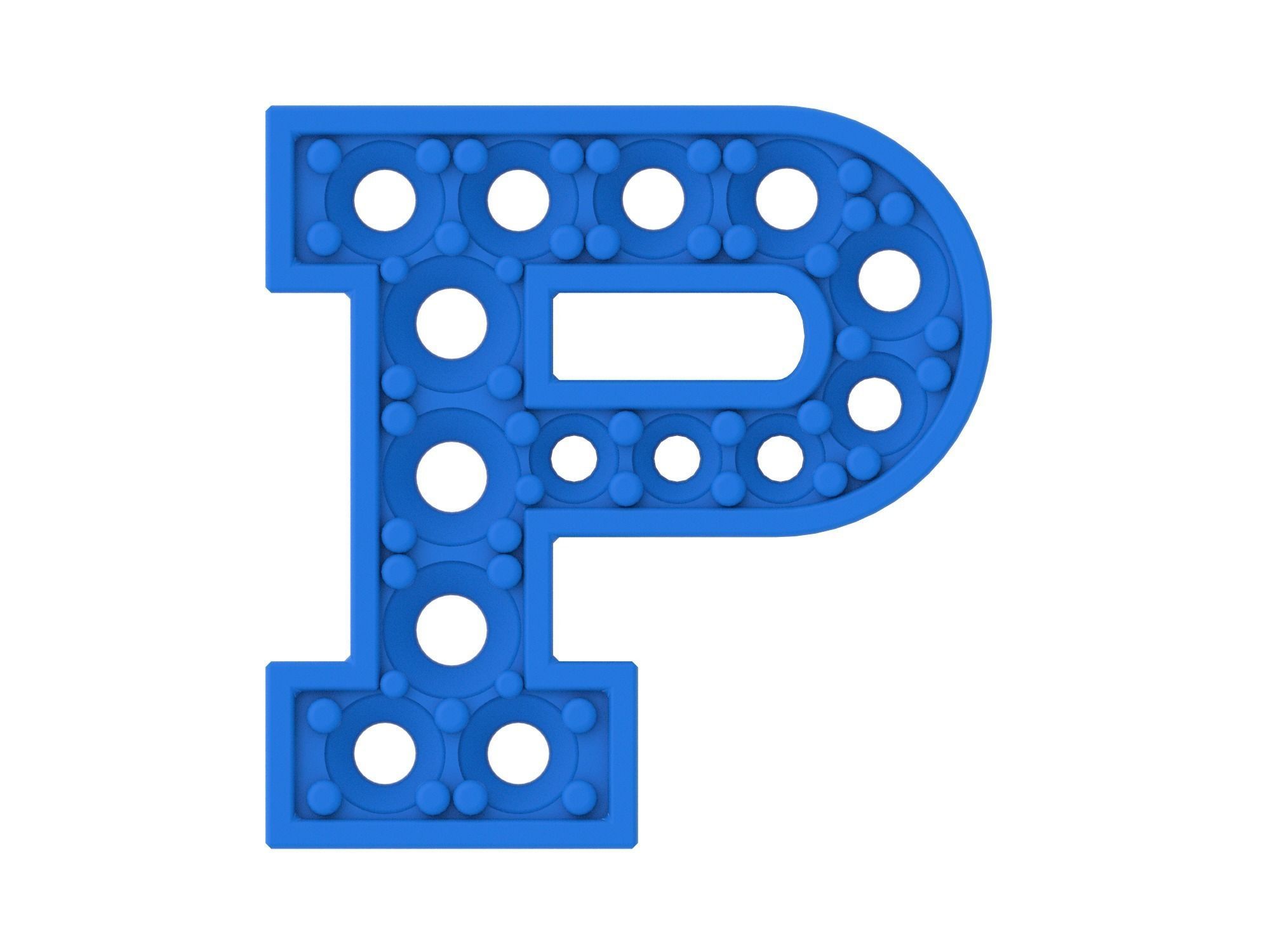 Letter P with diamonds 3D print model_2