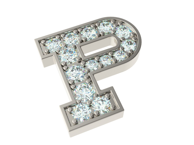 Letter P with diamonds 3D print model