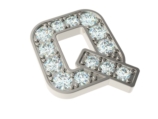 Letter Q with diamonds