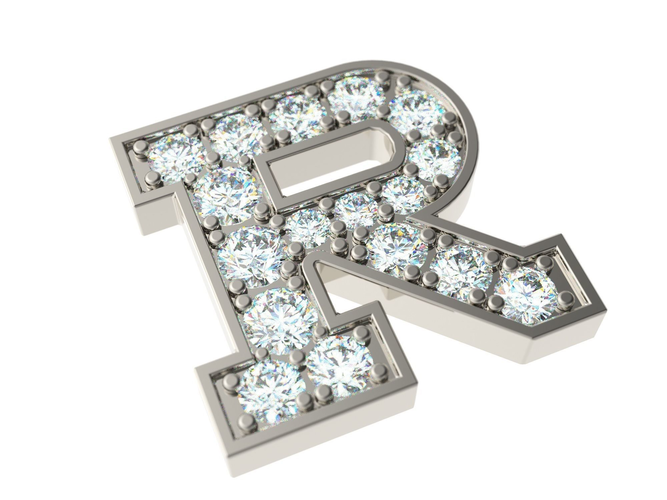 Letter R with diamonds
