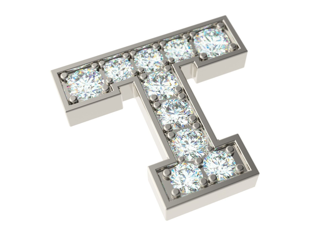 Letter T with diamonds